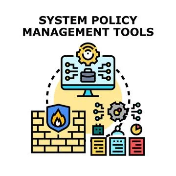System policy management tools controlling data security Stock Illustration