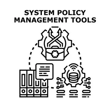 System policy management tools flat vector illustration concept イラスト素材