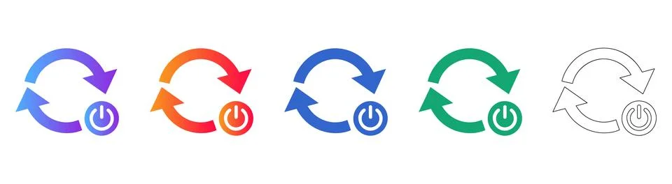 System Power Cycle and Reboot Icons 스톡 일러스트