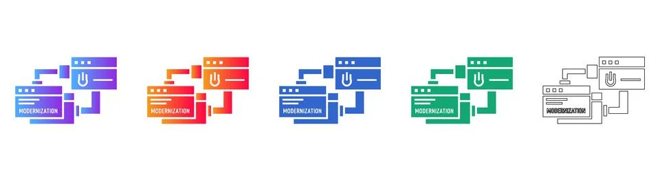 System Power Modernization Workflow Icons Illustrazione stock