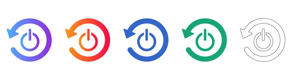 System Power Reset Icons Stock Illustration