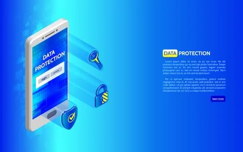 System privacy. 3D Cyber security technology concept. Illustrazione stock