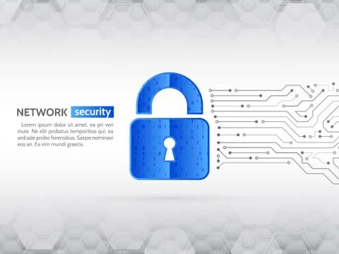 System privacy, Network security. Abstract high tech circuit board. Stock Illustration