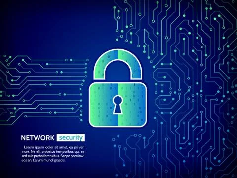 System privacy, Network security. Digital padlock vector illustration. Stock Illustration