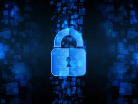 System privacy, Network security. Digital padlock vector illustration. Stock Illustration