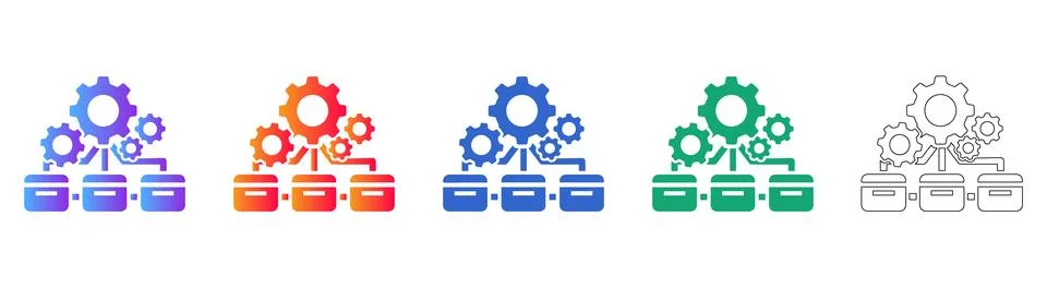 System Process Automation Flowchart Icons Stockillustratie