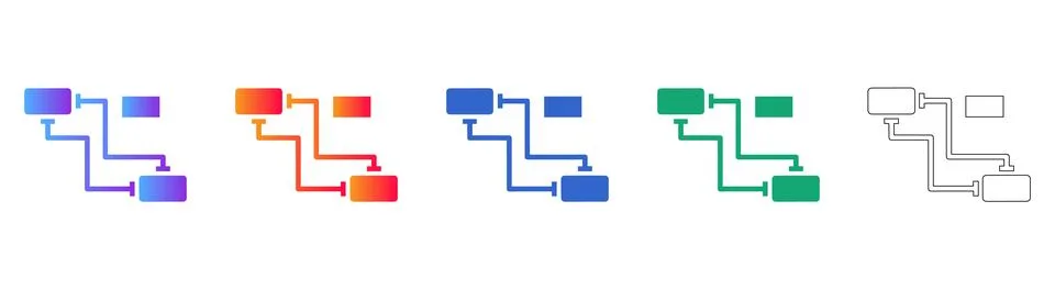 System Process Flow Diagram Icons Stock-Illustration