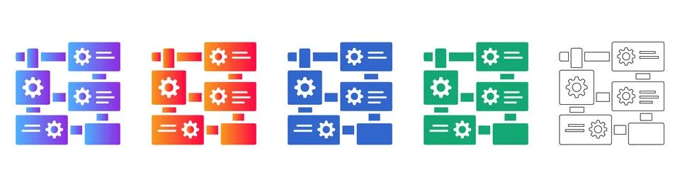 System Process Flowchart Icons Set イラスト素材