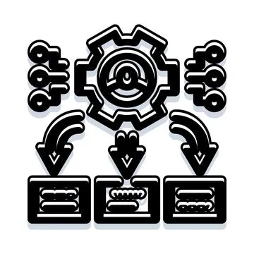 System processing data into structured output Stock Illustration