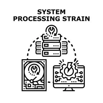 System processing strain from server and computer issues イラスト素材