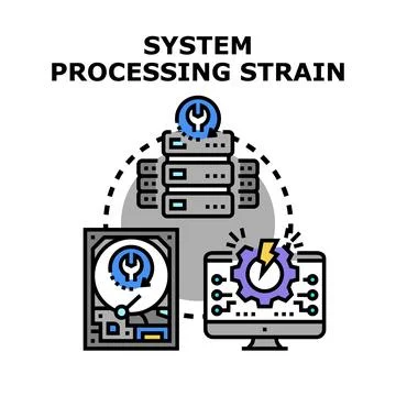 System processing strain from server and computer issues 스톡 일러스트