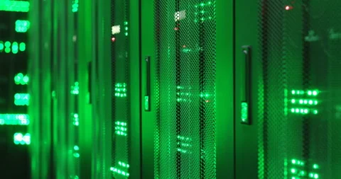 System of processors with database information. Green lights on computers. Big Stock Footage 139450481