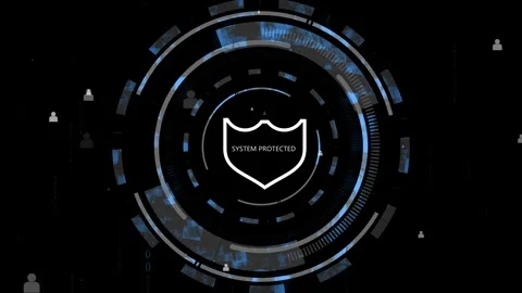 System protected shield animation on interface. System protected shield dat.. Stock Footage 337134076