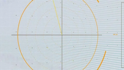 System pulse starting, HUD target circle rotating with yellow radial line Stock Footage 334788214