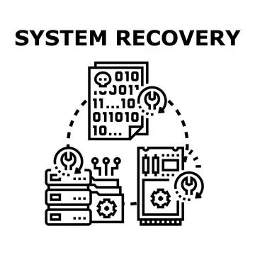 System recovery process restoring data and hardware Stock Illustration