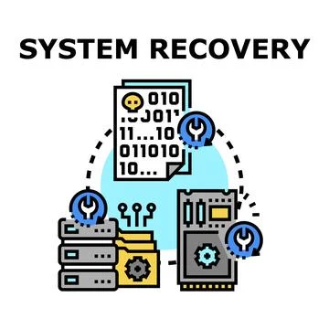System recovery process restoring data and hardware Stock Illustration