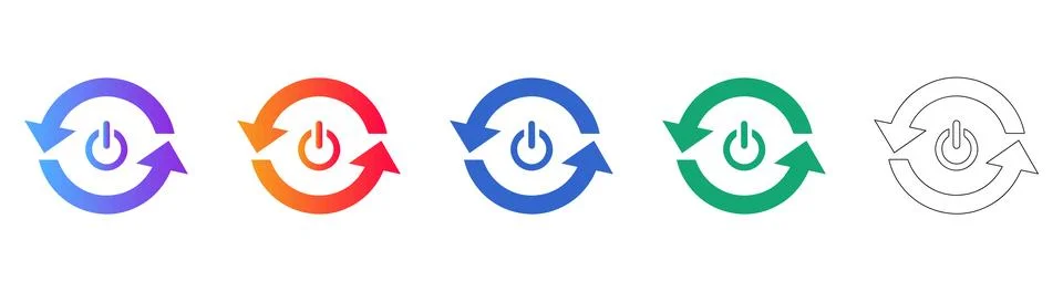 System Refresh and Power Icons with Circular Arrows Stock Illustration