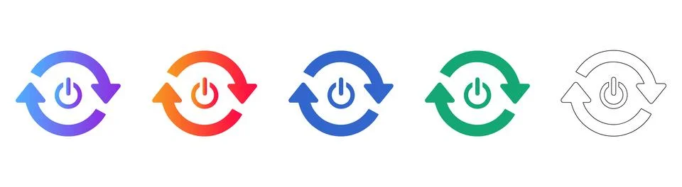 System Refresh Power Icons Set Illustrazione stock