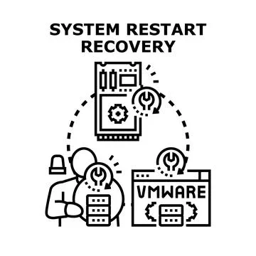 System restart recovery process planning and analysis Illustrazione stock