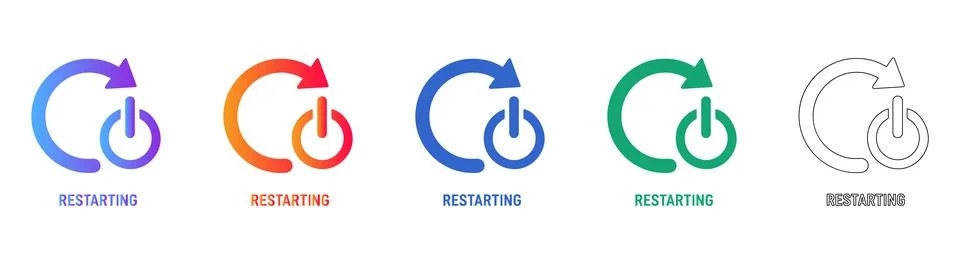 System Restarting Process Icons Stockillustratie