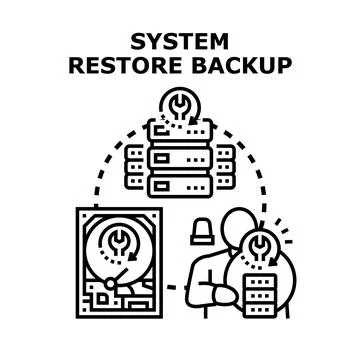 System restore backup cloud computing data recovery Illustrazione stock