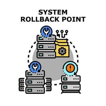 System rollback point restoring data management process Stock Illustration