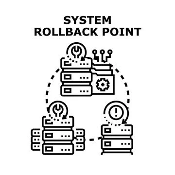 System rollback point restoring data management process Stock Illustration