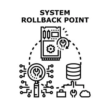 System rollback point restoring software data and function Stock Illustration