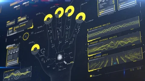 System scanning fingerprints, authorization process, ID validation, data search Stock Footage 117136506