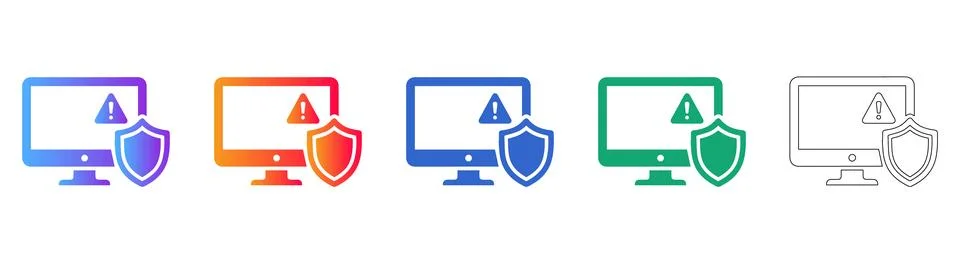 System Security Alert Icon Set 스톡 일러스트