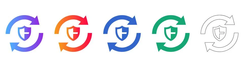 System Security and Data Protection Icons Stock Illustration