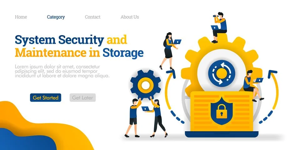 System Security and Maintenance in Storage. system security in maintaining da Stock Illustration