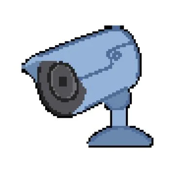System security camera pixel art vector illustration 스톡 일러스트