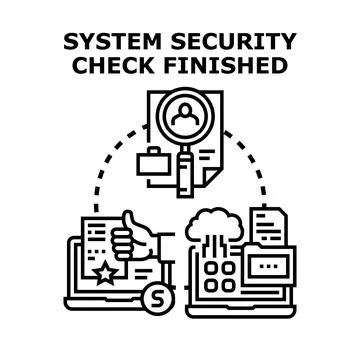 System security check finished verifying data protection Illustrazione stock