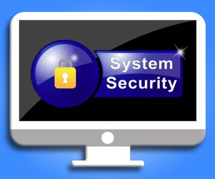 System Security Shows Computer Firewall And Protection Illustrazione stock