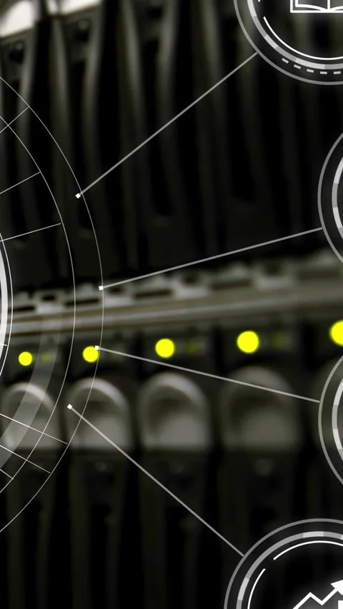 System sending update, drive array lighting LEDs, HUD rings drawing, icons 動画素材 332747887