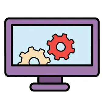 System setting in doodle design. Stock Illustration