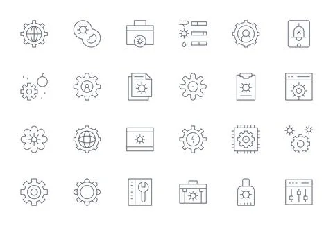 System Settings Exclusive Vector Set featuring 24 Thin Line Grid Fitted 256.. Stock Illustration