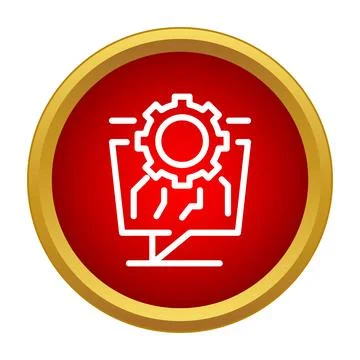 System settings icon showing a gear on a computer screen Stock Illustration