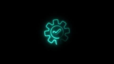 System settings tick Update Icon neon line animation Stock Footage 321012041