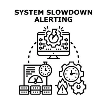 System slowdown alerting, computer performance problems concept Stock Illustration