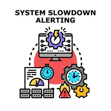 System slowdown alerting, computer performance problems concept Stockillustratie