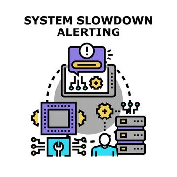 System slowdown alerting concept with server infrastructure Stock-Illustration