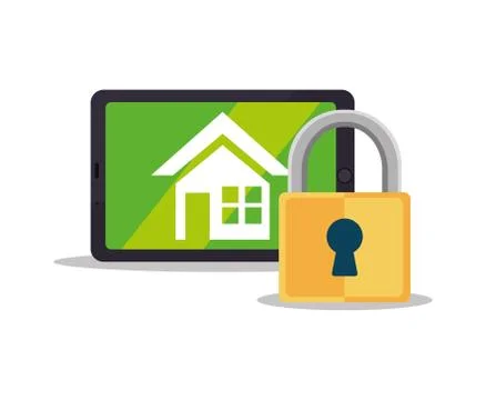 System smart home security padlock Stock Illustration