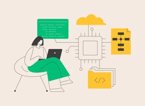 System software development abstract concept vector illustration. Illustrazione stock