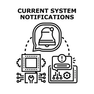 System software status alerts update notification concept Illustrazione stock