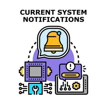 System software status alerts update notification concept Stock Illustration