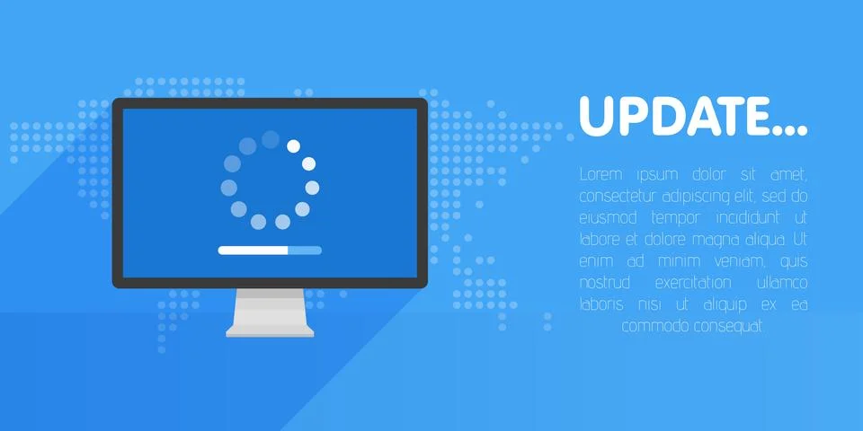 System software update and upgrade concept. Loading process in monitor screen Stock-Illustration