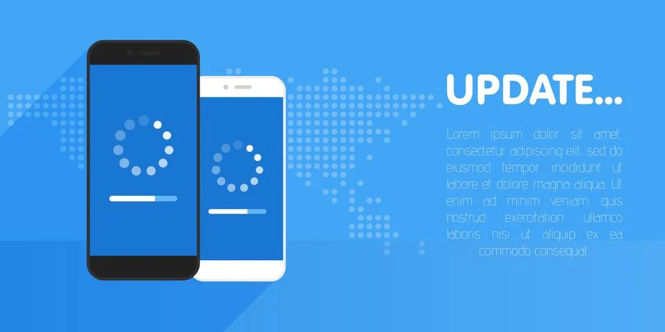 System software update and upgrade concept. Loading process in smart phone sc 스톡 일러스트
