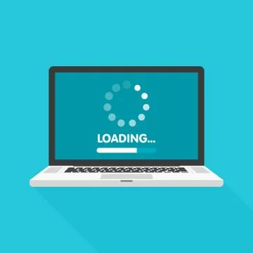 System software update and upgrade concept. Loading process in laptop screen. Stock Illustration